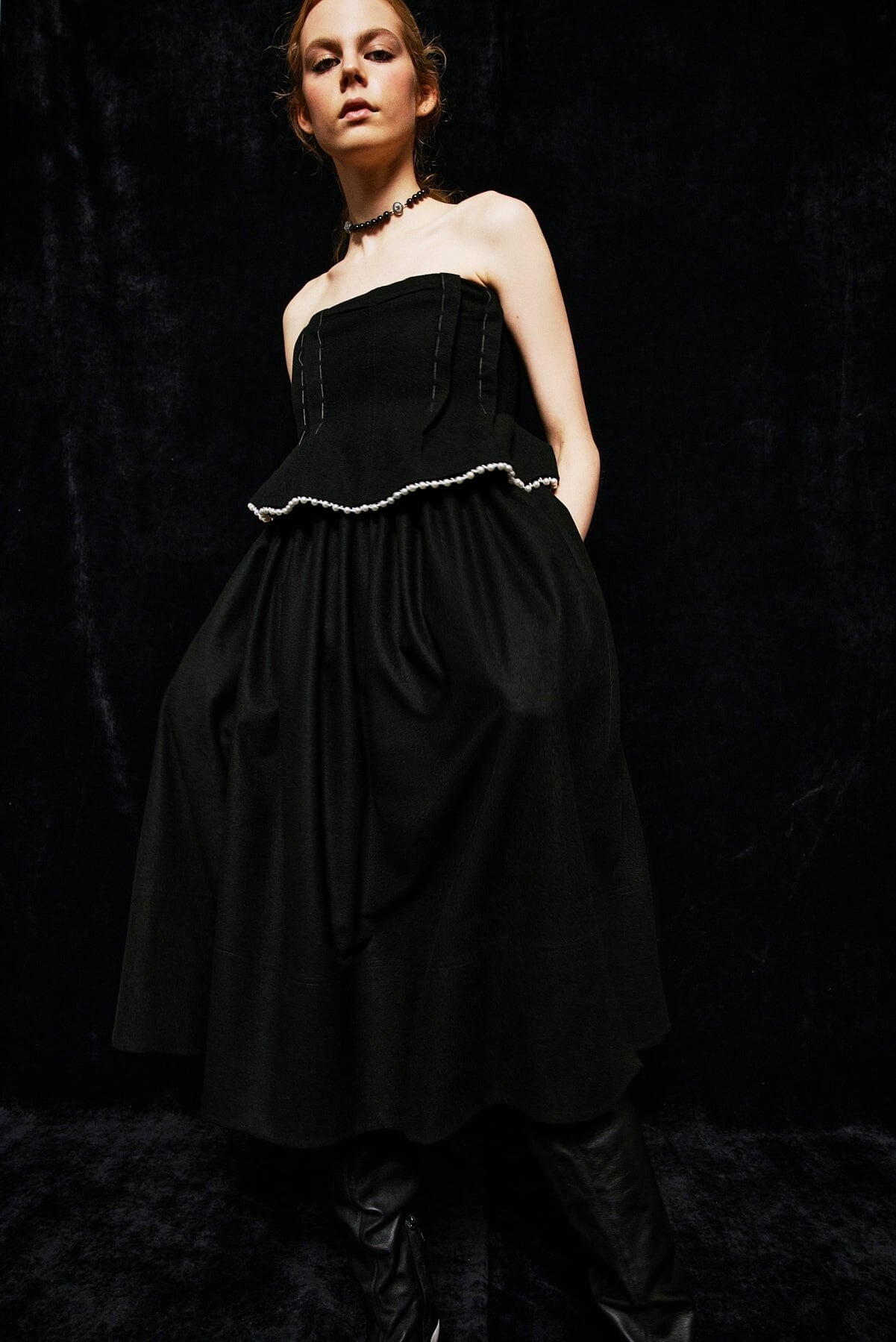 Nackiyé Tops Naked Skin Mini Top with Pearls