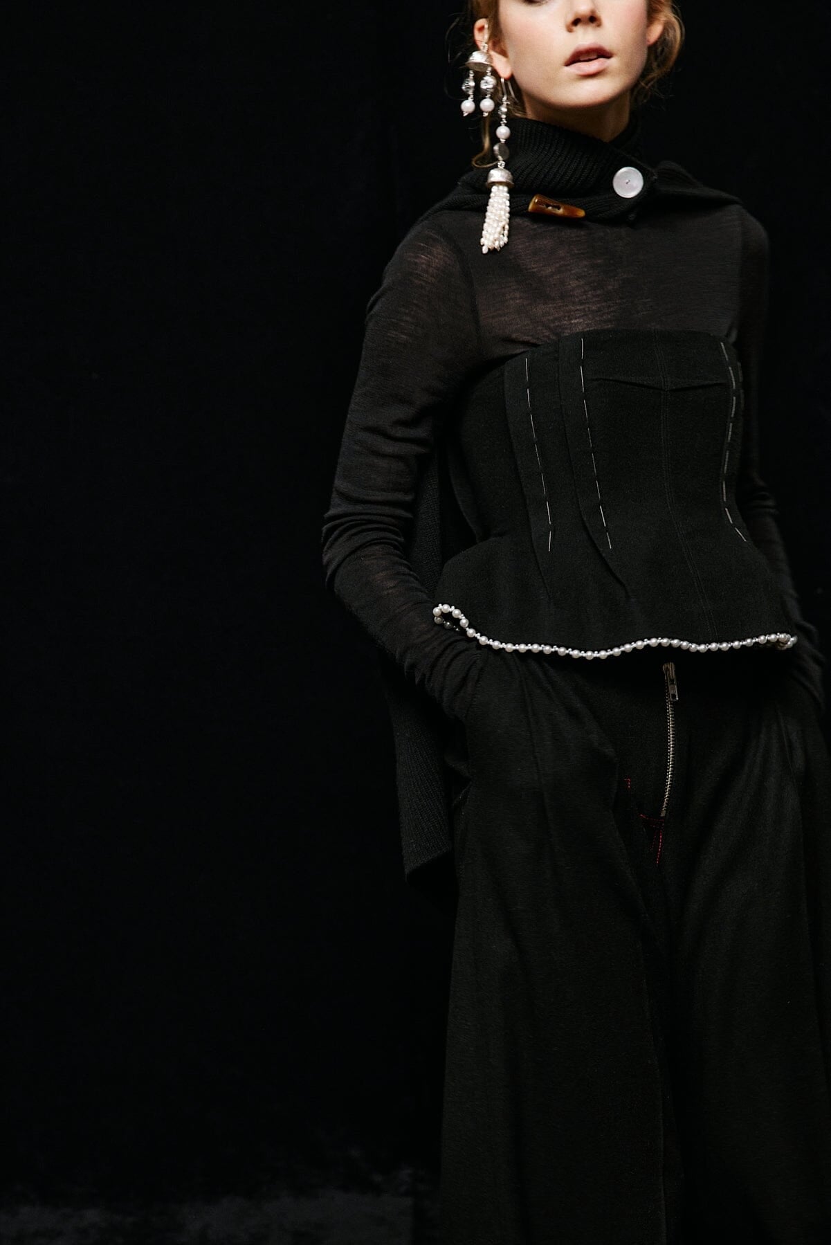 Nackiyé Tops Naked Skin Mini Top with Pearls