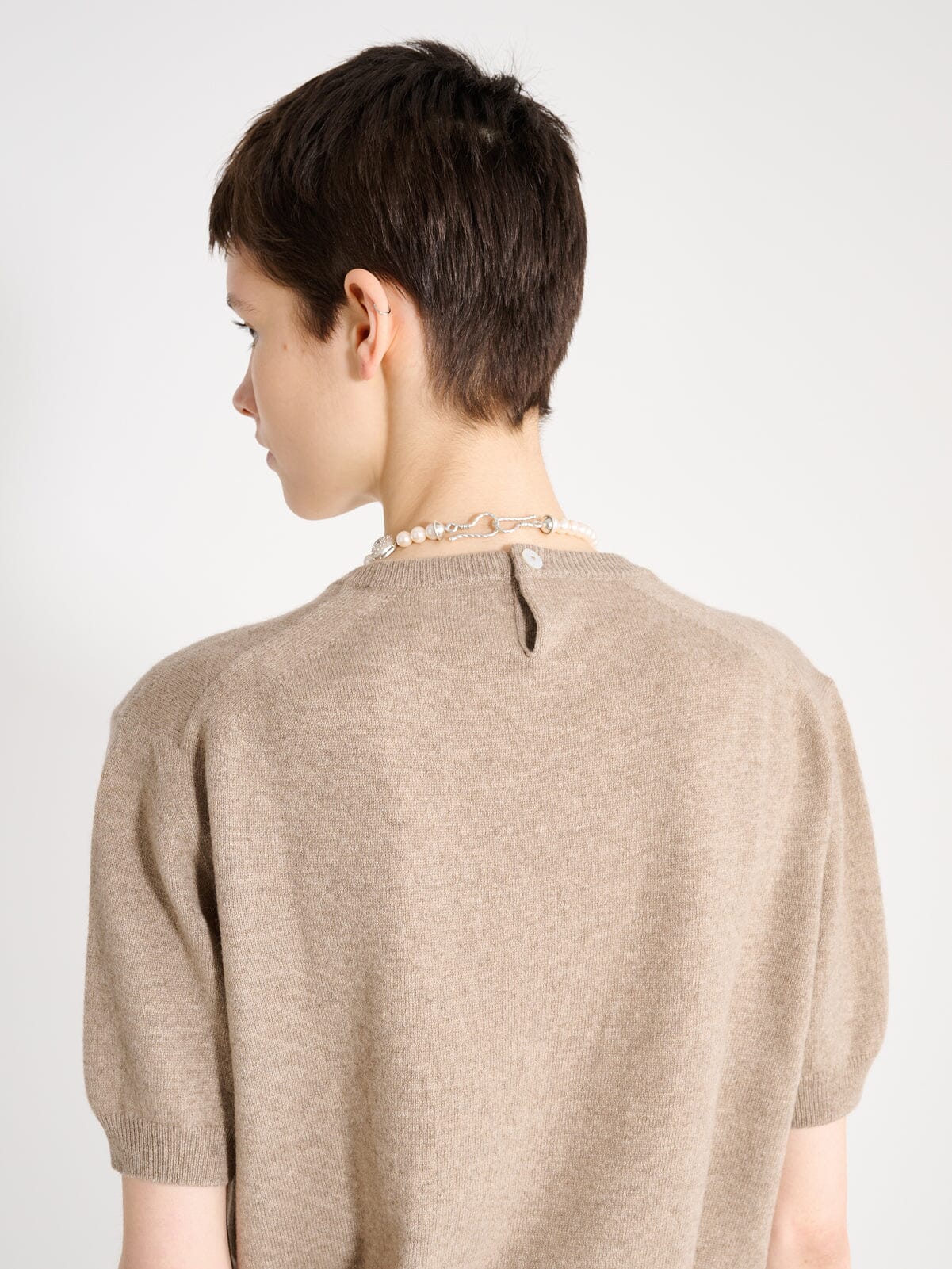 Nackiyé Knitwear Pearl Cashmere Short Sleeved Crewneck