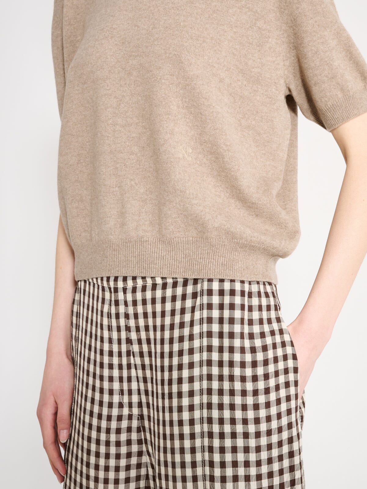 Nackiyé Knitwear Pearl Cashmere Short Sleeved Crewneck